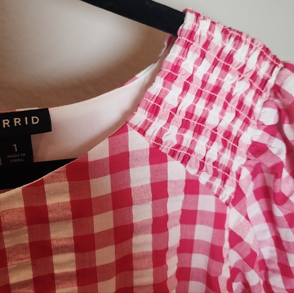 Torrid Midi Seersucker Smocked Skirt Set Pink White Gingham Plaid Size 1X - Picture 12 of 16